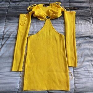 Yellow Cutout Sweater Dress
